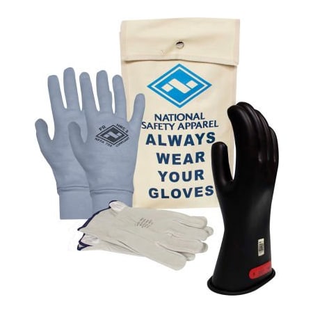 National Safety Apparel ArcGuard Class 0 ArcGuard Rubber Voltage Glove Kit, Black, Size 10, KITGC0B10 KITGC0B10